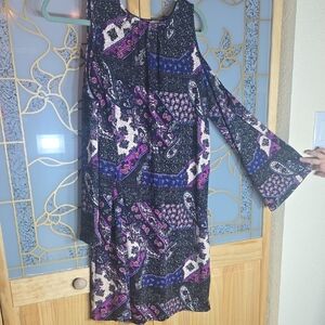 Beige by eci Multicolor Paisley Long Sleeve Dress